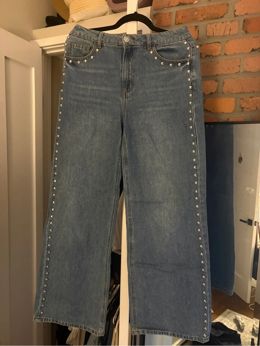 Studded House of Harlow Wide-Leg Jeans